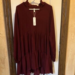 Burgundy Long Tunic/Mini Dress